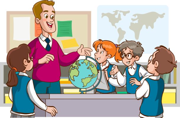 teacher-and-students-are-studying-in-the-classroom-cartoon-vector